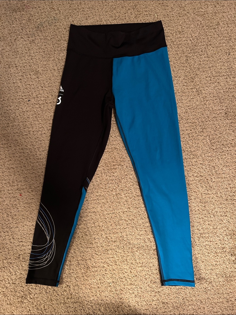 Adidas Black and Blue Athletic Leggings